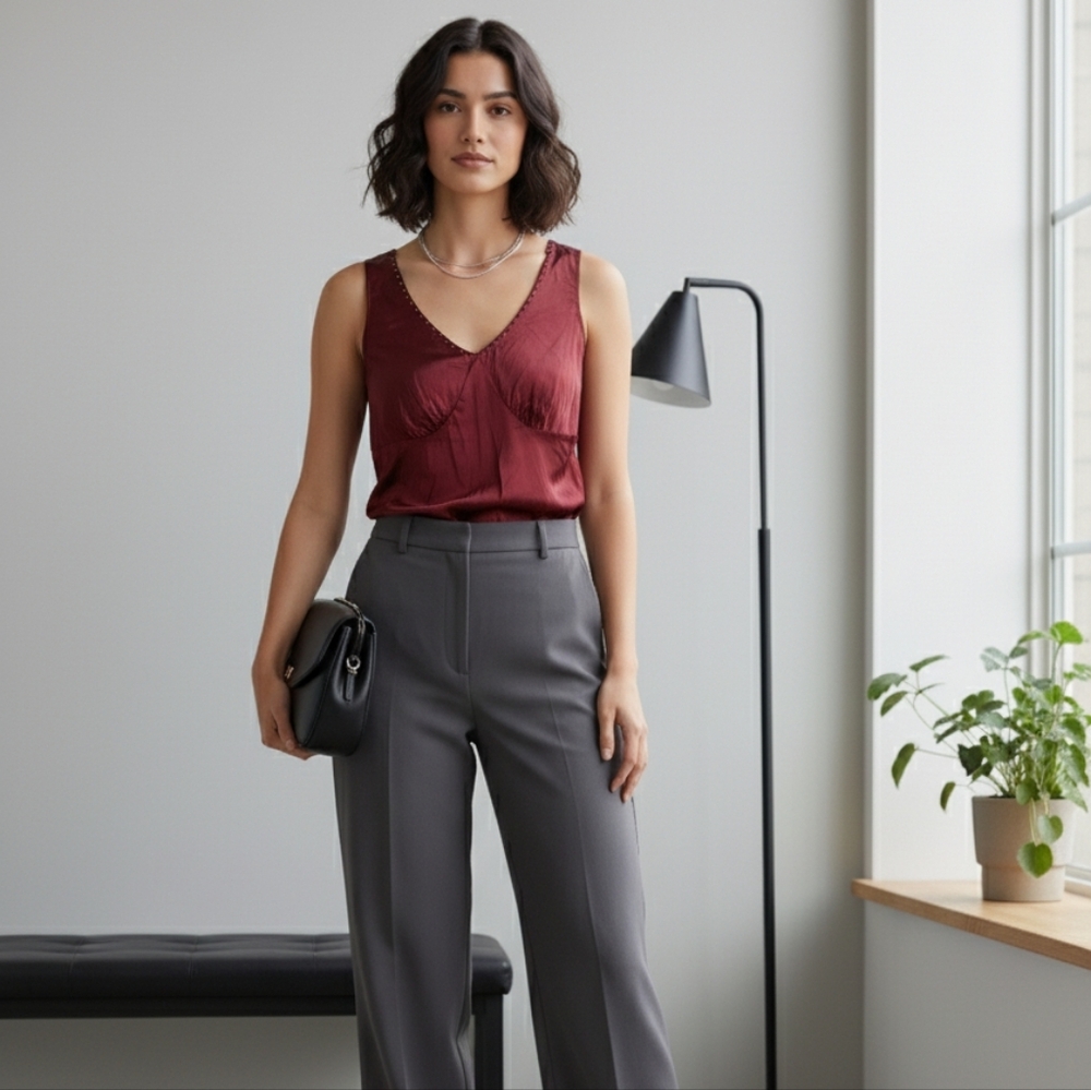 100% Silk Red Sleeveless Top